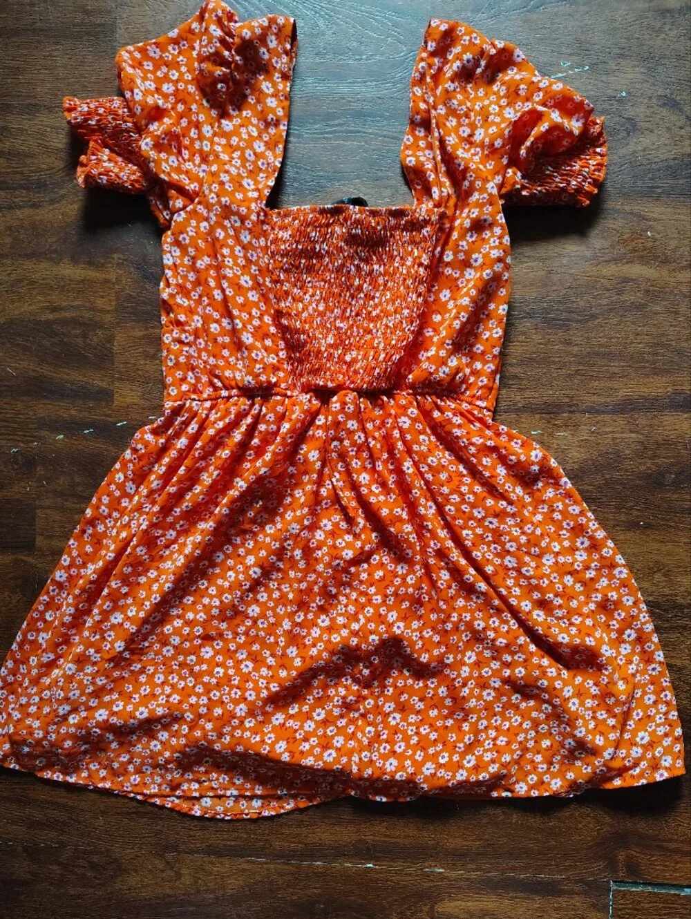 Trixxi Bright Orange Floral Sundress